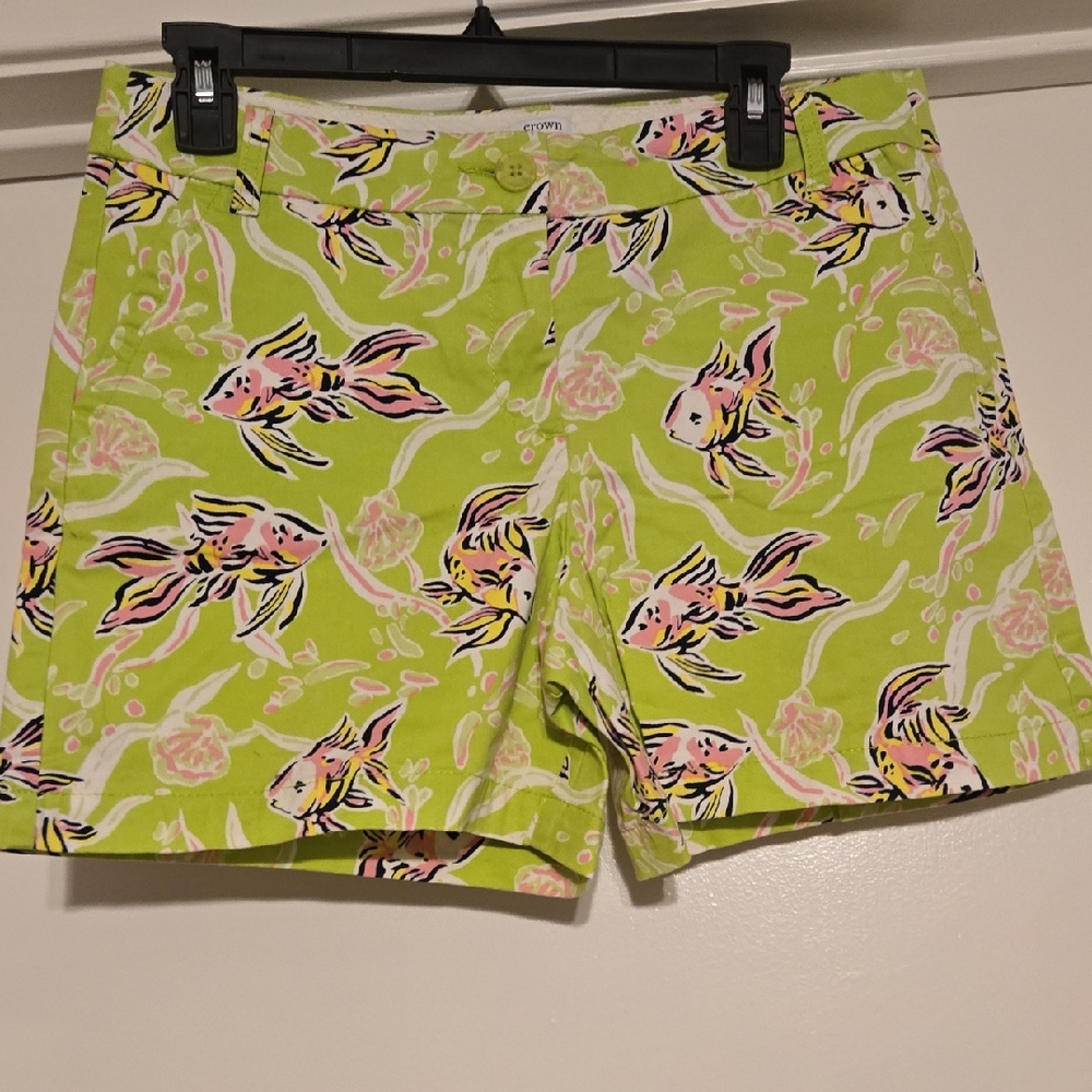 Crown & Ivy Green and Pink Bermuda Shorts Summer Essential